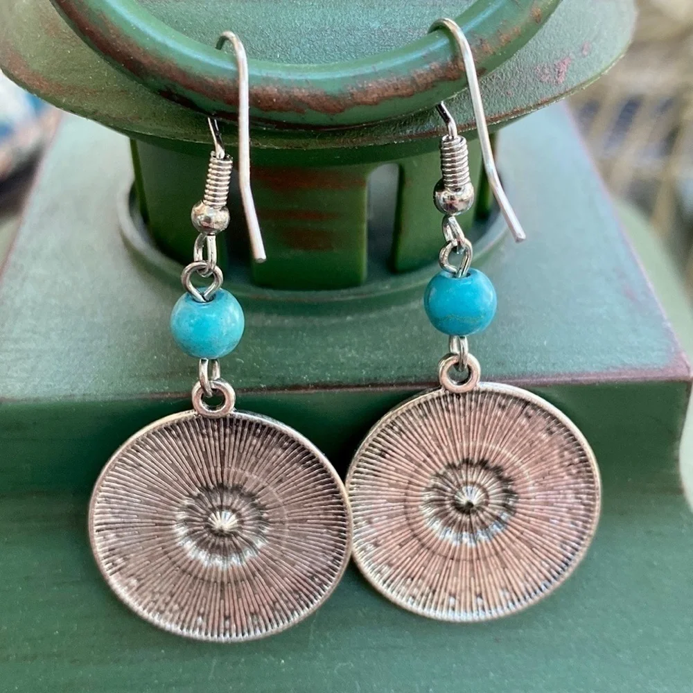 NEW Boutique Silver Drop Western Boho Style Earrings - Picture 10 of 12